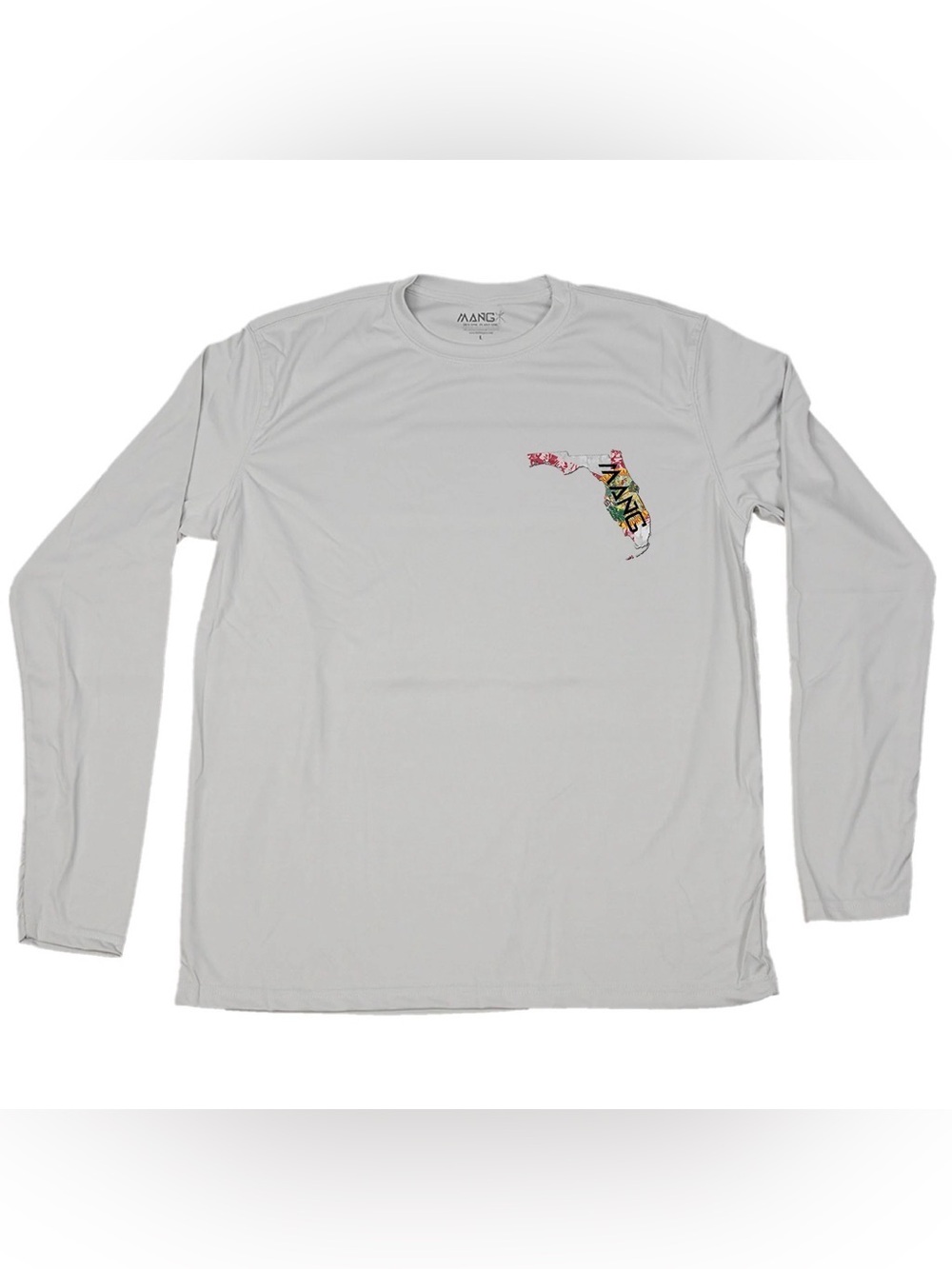MANG Men's Long Sleeve Graphic Tee - Florida Motif XXL Pearl White/Grey New